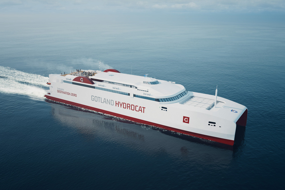 La compagnia Rederi AB Gotland svela un nuovo prototipo di catamarano ibrido ad alta velocità